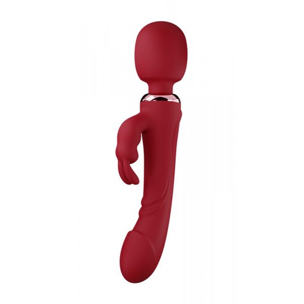 Wand&Rabbit Great Mix Vibrator, 10+10 Strong Vibration Modes, Silicone, USB, Red, 24.6 cm, Velvet Obession  6427885004659 Multifunkciós