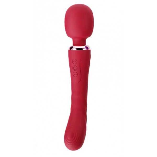 Great Wand Vibrator, 10+10 Vibration Modes, Silicone, USB, Red, 24.6 cm, Velvet Obession 6427885004635 Multifunkciós