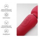 Great Wand Vibrator, 10+10 Vibration Modes, Silicone, USB, Red, 24.6 cm, Velvet Obession 6427885004635 Multifunkciós