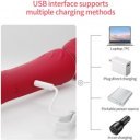 Great Wand Vibrator, 10+10 Vibration Modes, Silicone, USB, Red, 24.6 cm, Velvet Obession 6427885004635 Multifunkciós