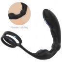Winnie's Double Penis Ring With Prostate Stimulator 9 Ways Vibration Silicon USB Black Anál