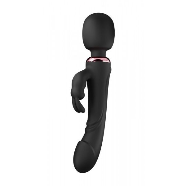 Wand&Rabbit Great Mix Vibrator, 10+10 Strong Vibration Modes, Silicone, USB, Black, 24.6 cm, Mokko Toys, Velvet Obession 6427885004666 Multifunkciós