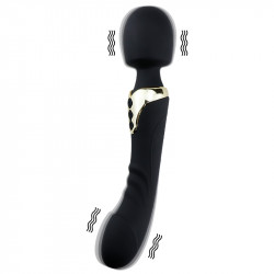 Wand Vibrator Serenity, 2 Powerful Motors, 10 Vibration Modes, Silicone, USB, Black, 25 cm 6427885002600 Multifunkciós Multifunkciós