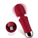 Mini Charming Wand Vibrator, 10 Vibration Modes, Silicone, USB, Red, 12.5 cm  6427885004673 Multifunkciós