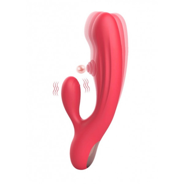 Rabbit Crush Vibrator, 10+10 Stimulating Modes, Silicone, Magnetic USB, Red, 20.5 cm  6427885002143 Multifunkciós
