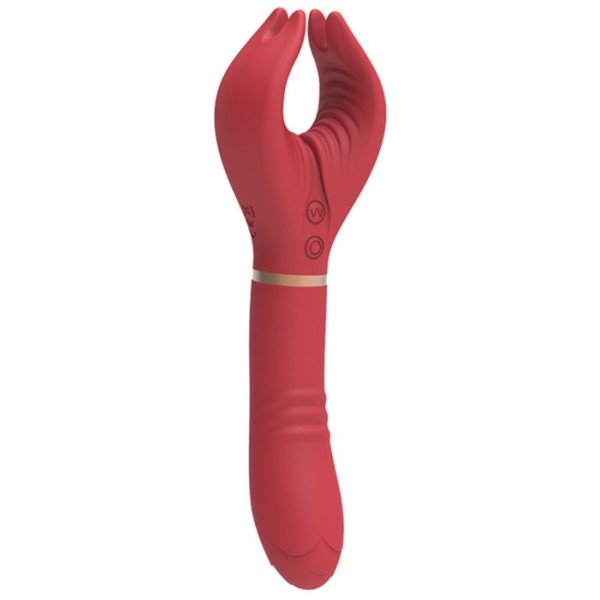 Lothus Vibrator, 7+7 Vibration Modes, Silicone, Magnetic USB, Red, 21.5 cm 6427885002617 Multifunkciós