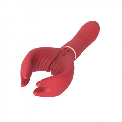Lothus Vibrator, 7+7 Vibration Modes, Silicone, Magnetic USB, Red, 21.5 cm 6427885002617 Multifunkciós
