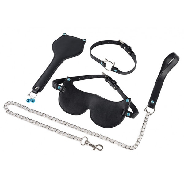 Set BDSM cu Strasuri Lady Cat, 3 Piese, Negru, JGF Toys 5000128049597 szett