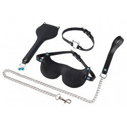 Set BDSM cu Strasuri Lady Cat, 3 Piese, Negru, JGF Toys 5000128049597 szett Fetish