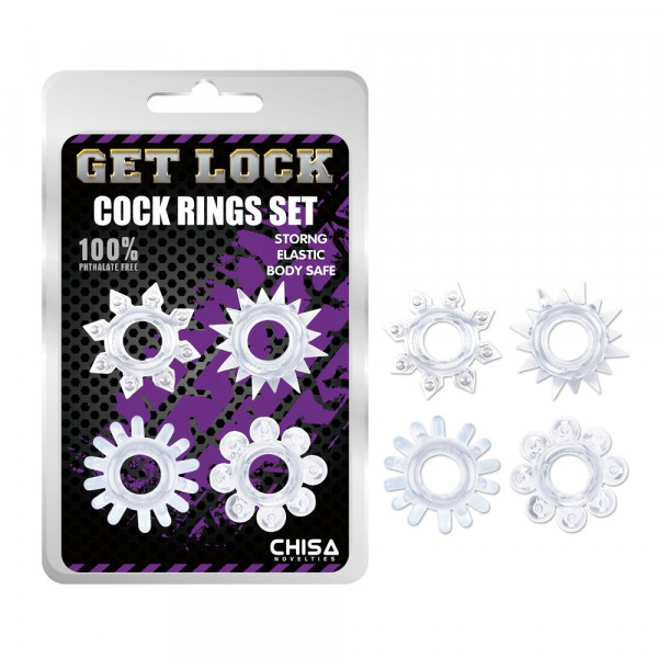 Cock Rings Set-Clear 4pc 759746582348 Gyűrűk