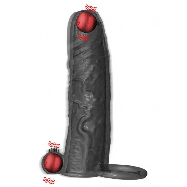 Vibrációs péniszhosszabbító köpeny 10vibrációs móddal, kivehető golyókkal, 14,5cm  6427885005564 Multifunkciós