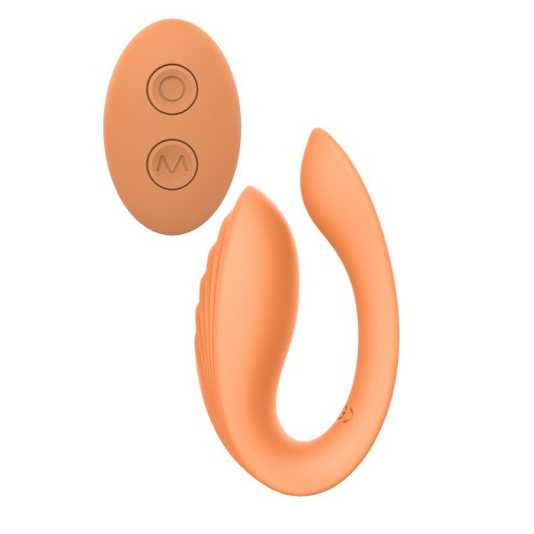 Glam Couple Vibrator, 7 Vibration Modes, Remote Control, Silicone, USB, Orange 8720365101137 Párvibrátor
