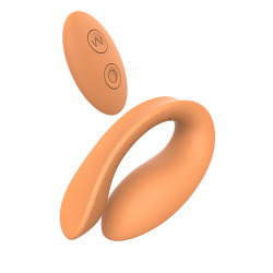 Glam Couple Vibrator, 7 Vibration Modes, Remote Control, Silicone, USB, Orange 8720365101137 Párvibrátor