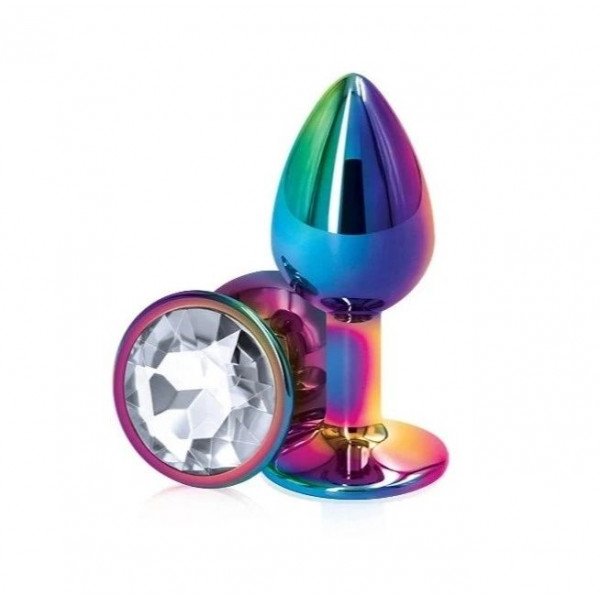 Metal Anal Plug, Medium, Multicolor, Clear Crystal 6427885015310 Anál