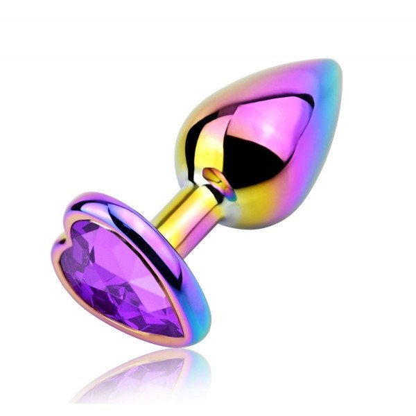 Anal Plug Rainbow Buttplug Medium, Heart Shape, Purple Cryst 6427885017185 Anál
