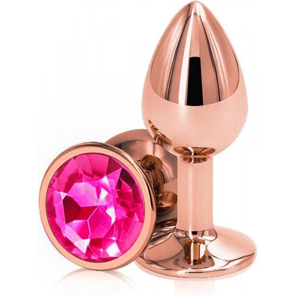 Anal Plug Charm Medium, Rose Gold, Dark Pink Crystal 6427885015594 Anál