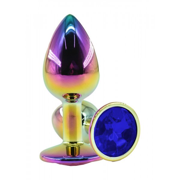 Metal Anal Plug, Medium, Multicolor, Dark Blue Crystal 6427885015372 Anál