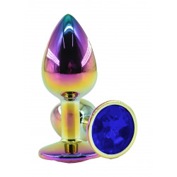 Metal Anal Plug, Medium, Multicolor, Dark Blue Crystal 6427885015372 Anál Anál