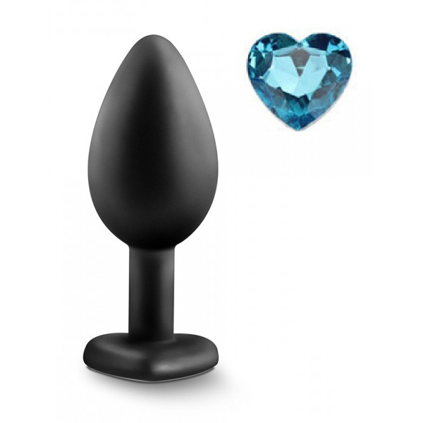 Anal Plug Brighty, Medium, Silicone, Black/Light Blue 6427885018625 Anál