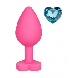 Anal Plug Brighty, Medium, Silicone, Black/Light Blue 6427885018625 Anál