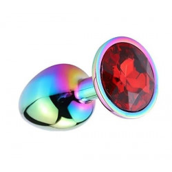 Metal Anal Plug, Large, Multicolor, Red Crystal 6427885015419 Anál Anál
