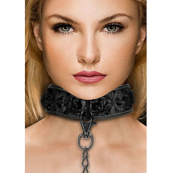 Luxury Collar with Leash - Burgundy  8714273525253 Fetish Fetish