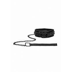 Luxury Collar with Leash - Burgundy  8714273525253 Fetish
