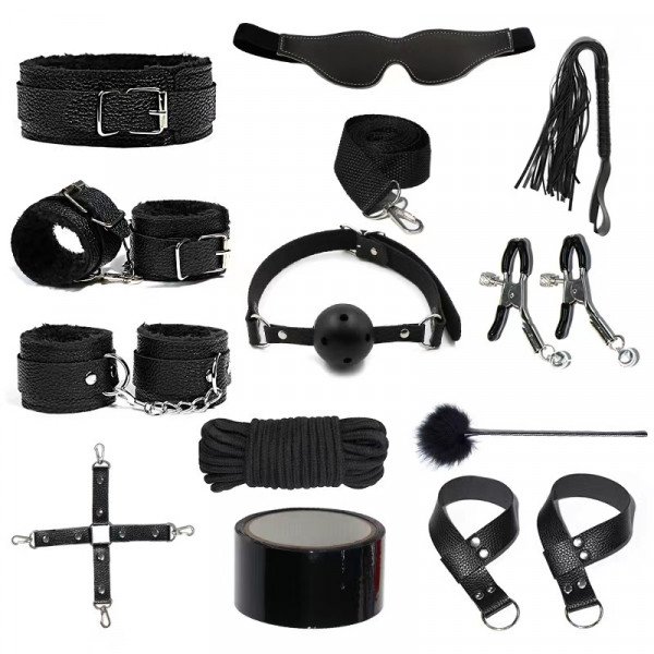 BDSM Fetish Essentials Set, 12 Pieces, Black 6427885004871 szett