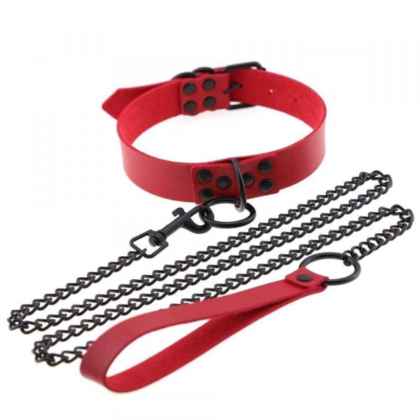 Collar-Leash Sescret Fantasy Set, Red/Black 6427885018236 szett