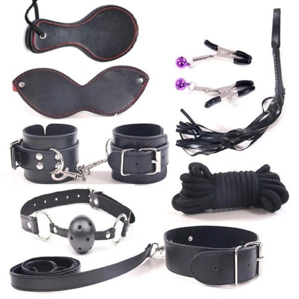 Dungeon Kit 8 Piece Bondage, Black szett