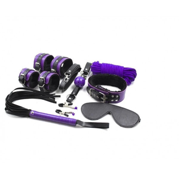 Delight Submission 8 Piese Bondage Kit, Purple/Black szett