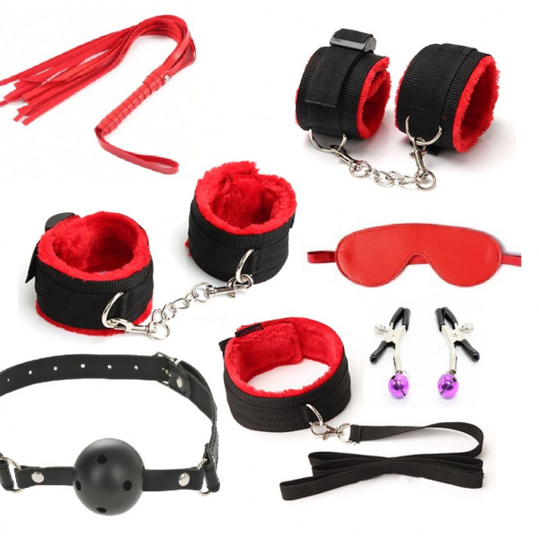 Mystic Pleasure 7 Piece BDSM Kit, Red 6427885017895 szett