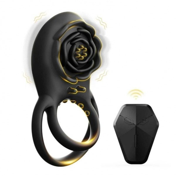 Black Beauty Double Penis Ring, Remote Control, 8 Vibration Modes, Silicone, Magnetic USB, Black 6427885018021 Gyűrűk