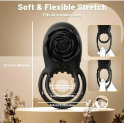 Black Beauty Double Penis Ring, Remote Control, 8 Vibration Modes, Silicone, Magnetic USB, Black 6427885018021 Gyűrűk