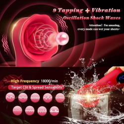 Rosa Clit Stim, 9 Modes, LCD, Silicone, USB, Red 6427885017963 Multifunkciós