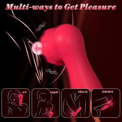 Rosa Clit Stim, 9 Modes, LCD, Silicone, USB, Red 6427885017963 Multifunkciós