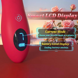 Rosa Clit Stim, 9 Modes, LCD, Silicone, USB, Red 6427885017963 Multifunkciós