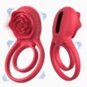 Rosa Penis Ring&Clit Stim, Remote Control, 9 Modes, Silicone, USB, Red 6427885017970 Csiklóizgatók