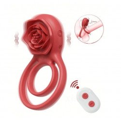 Rosa Penis Ring&Clit Stim, Remote Control, 9 Modes, Silicone, USB, Red 6427885017970 Csiklóizgatók Csiklóizgatók