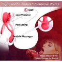 Rosa Penis Ring&Testicles Vibe, Remote Control, 9 Modes, Silicone, USB, Red 6427885017994 Gyűrűk