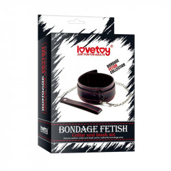 Ecological Leather Collar And Leash Black / Red  6970260905930 Fetish