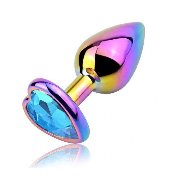Anal Plug Rainbow Buttplug Small, Heart Shape, Light Blue Crystal 6427885017093 Anál