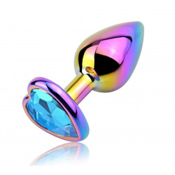 Anal Plug Rainbow Buttplug Small, Heart Shape, Light Blue Crystal 6427885017093 Anál Anál