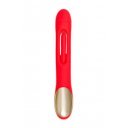 JOS Vibrator with clitoral stimulator Patti with moving tongue, silicone, red, 24 cm 6975562452281 Multifunkciós