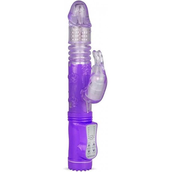 Fierce Rabbit Vibrator, Thrusting, Vibrating, Rotating, TPE, Purple, 24.4 cm 6427885002778 Multifunkciós