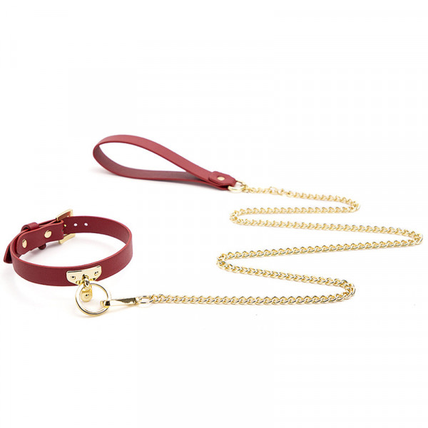 Luxury Collar and Leash Set, Red/Gold 6427885022134 Fetish