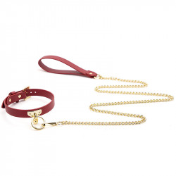 Luxury Collar and Leash Set, Red/Gold 6427885022134 Fetish Fetish