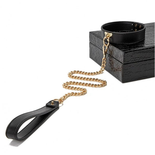 Tight Me Collar&Leash, Black/Gold 6427885022097 Fetish