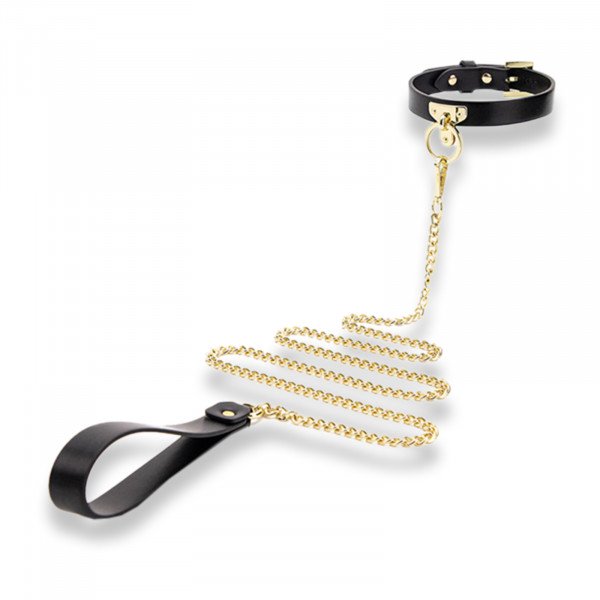 Luxury Collar and Leash Set, Black/Gold 6427885022141 Fetish