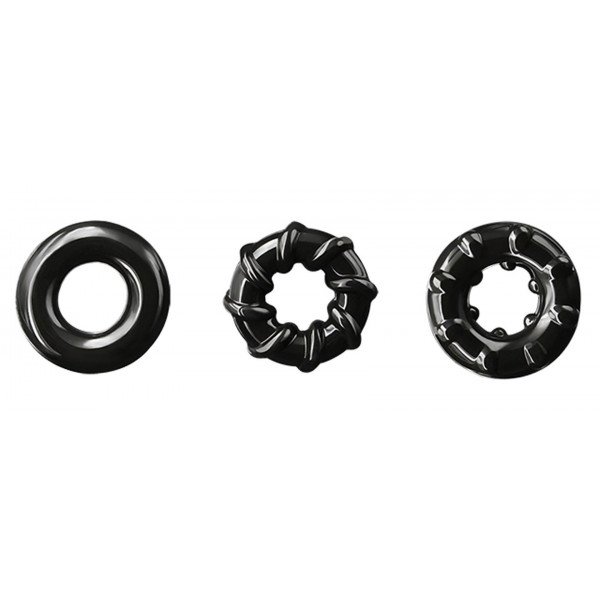Set of 3 Erection Rings Trio Rings, TPE, Black 6427885002181 Gyűrűk